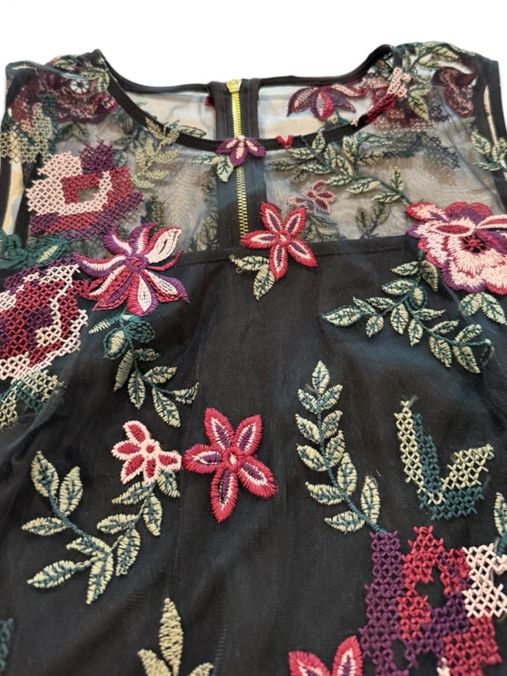 Calvin Klein NWT Black Floral Embroidered Cocktail Dress Size 10 - Picture 4 of 13